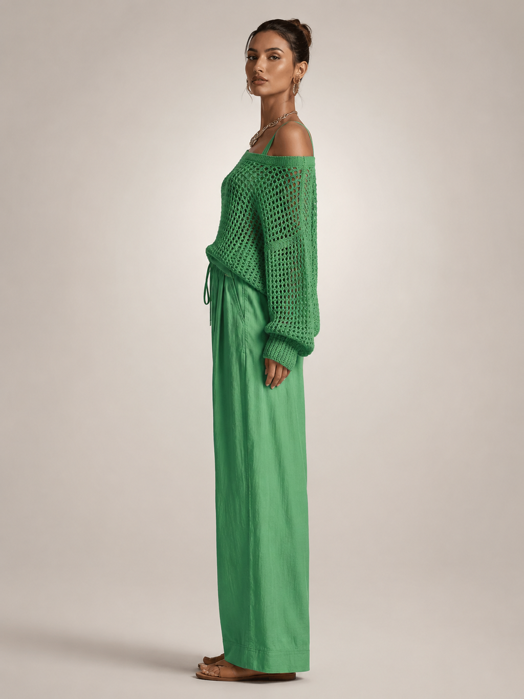 Off-shoulder knit co-ord set