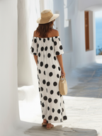 Resort Polka Dot Off-Shoulder Maxi Dress