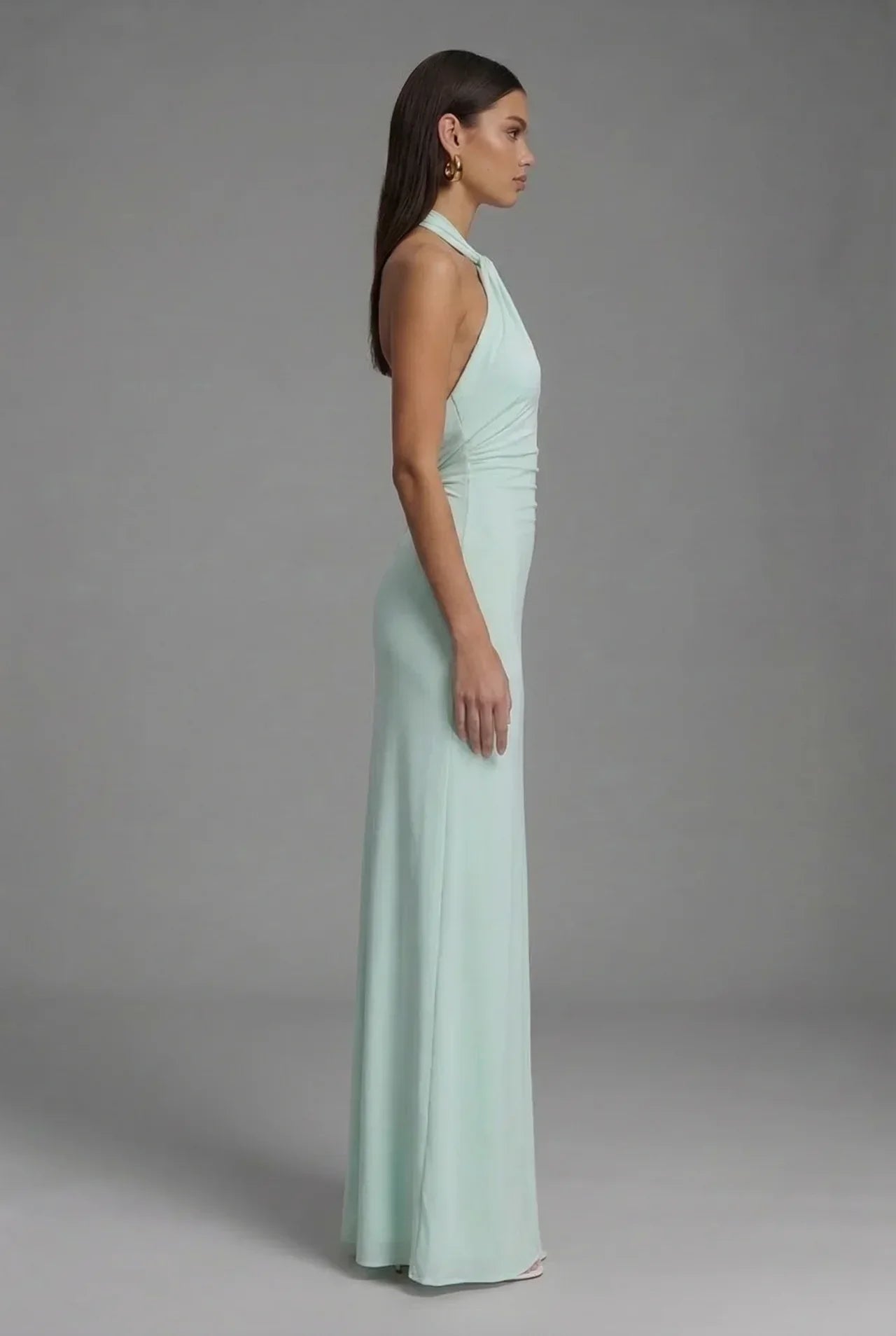 Women’s Elegant Satin Halter Open Back Maxi Dress