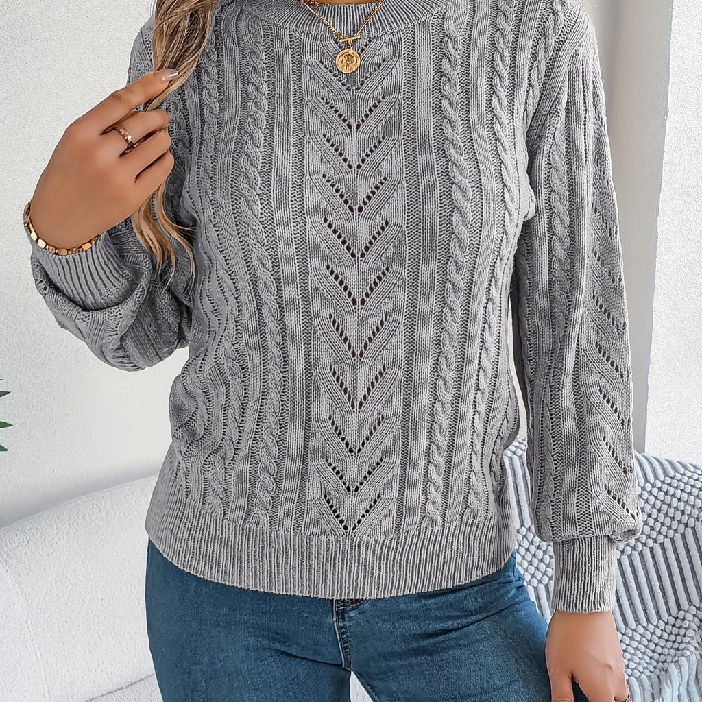 Khaki cable-knit textured sweater