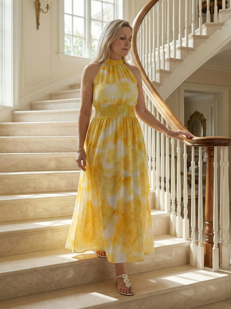 Sylin - Gathered Halter Midi Dress