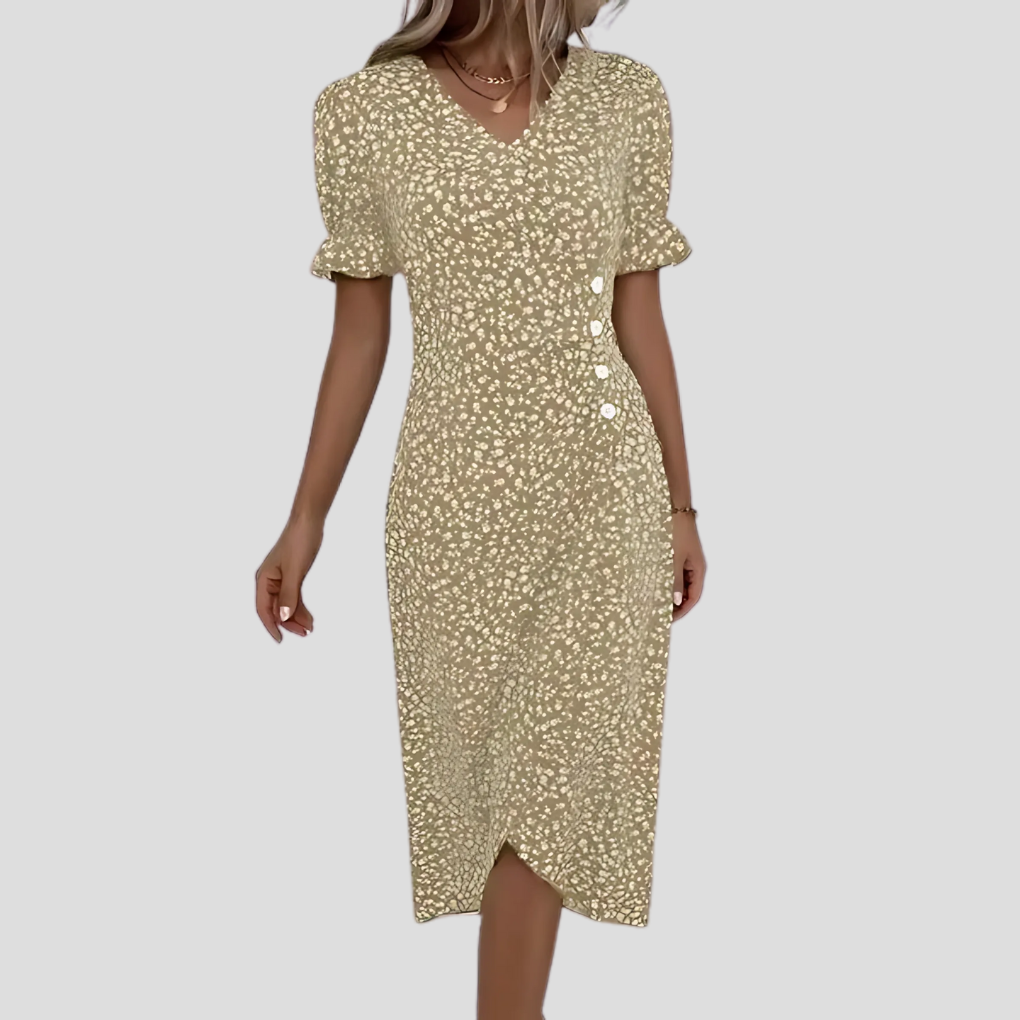 Women’s Elegant Floral V-Neck Midi Dress
