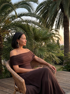 June - Off Shoulder Draped Midi Dress