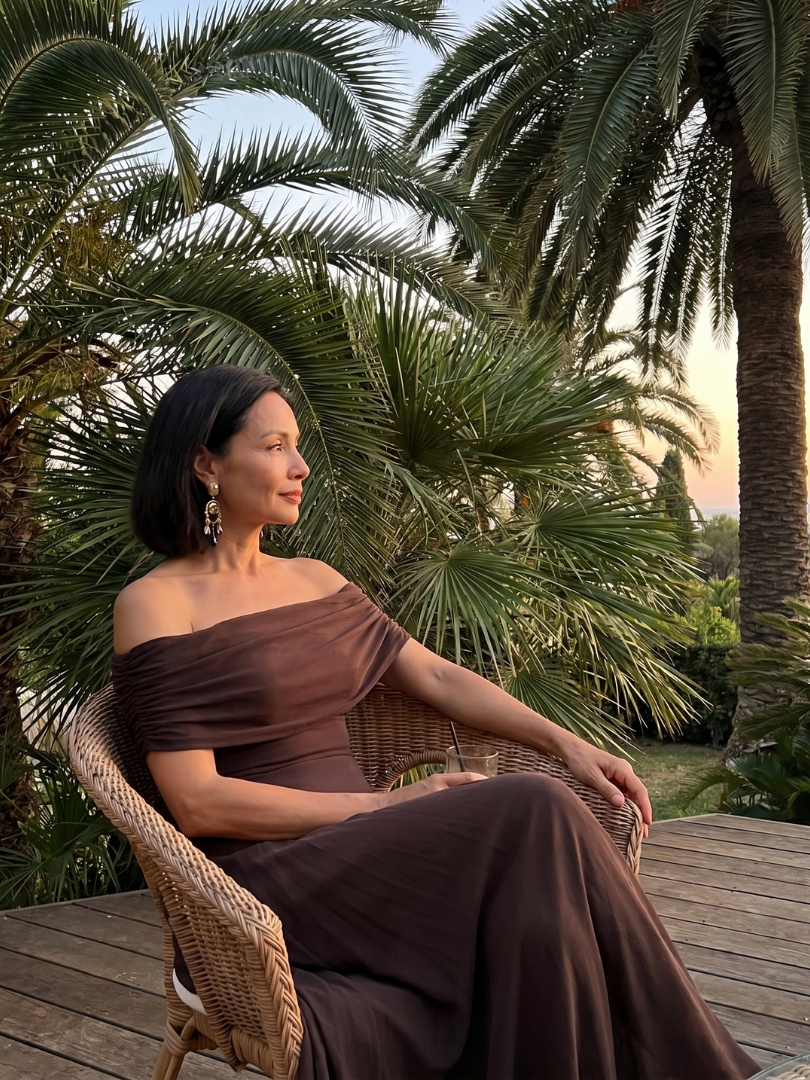 June - Off Shoulder Draped Midi Dress