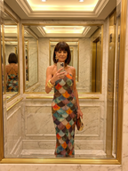 Larkin - Fitted Multicolor Scale Pattern Maxi Dress