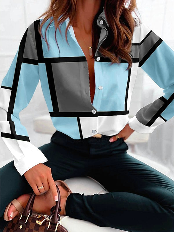 Pink Plaid Contrast Lapel Blouse