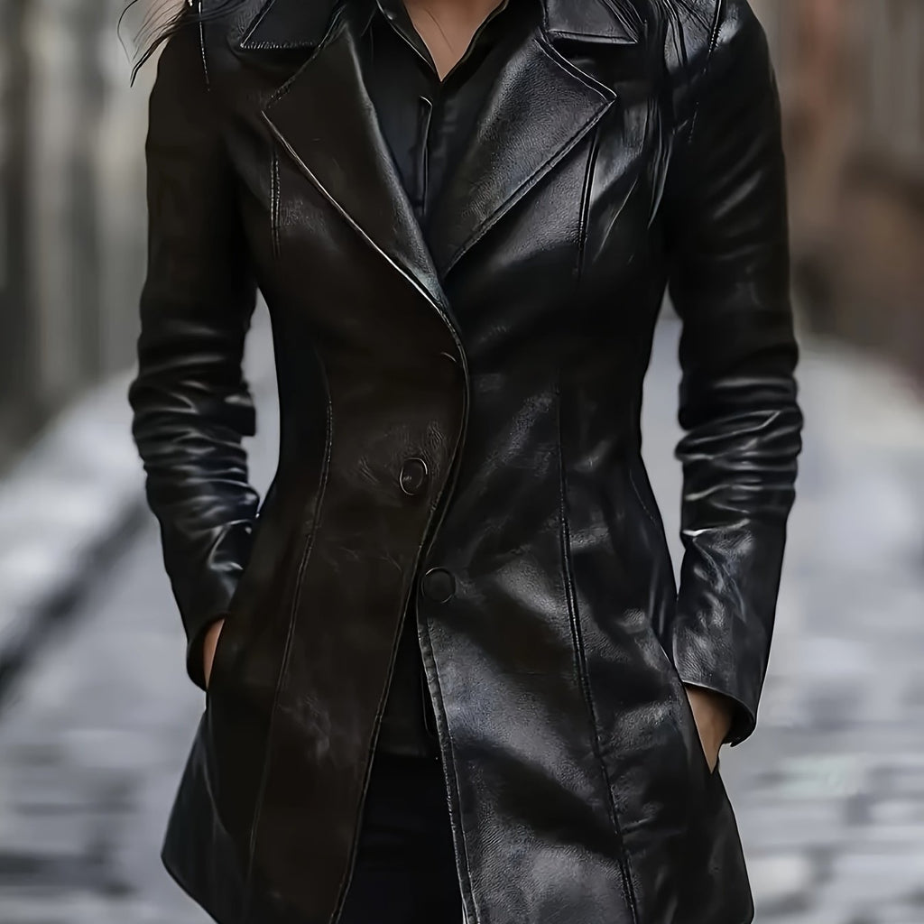 Black Tailored Coat, front view