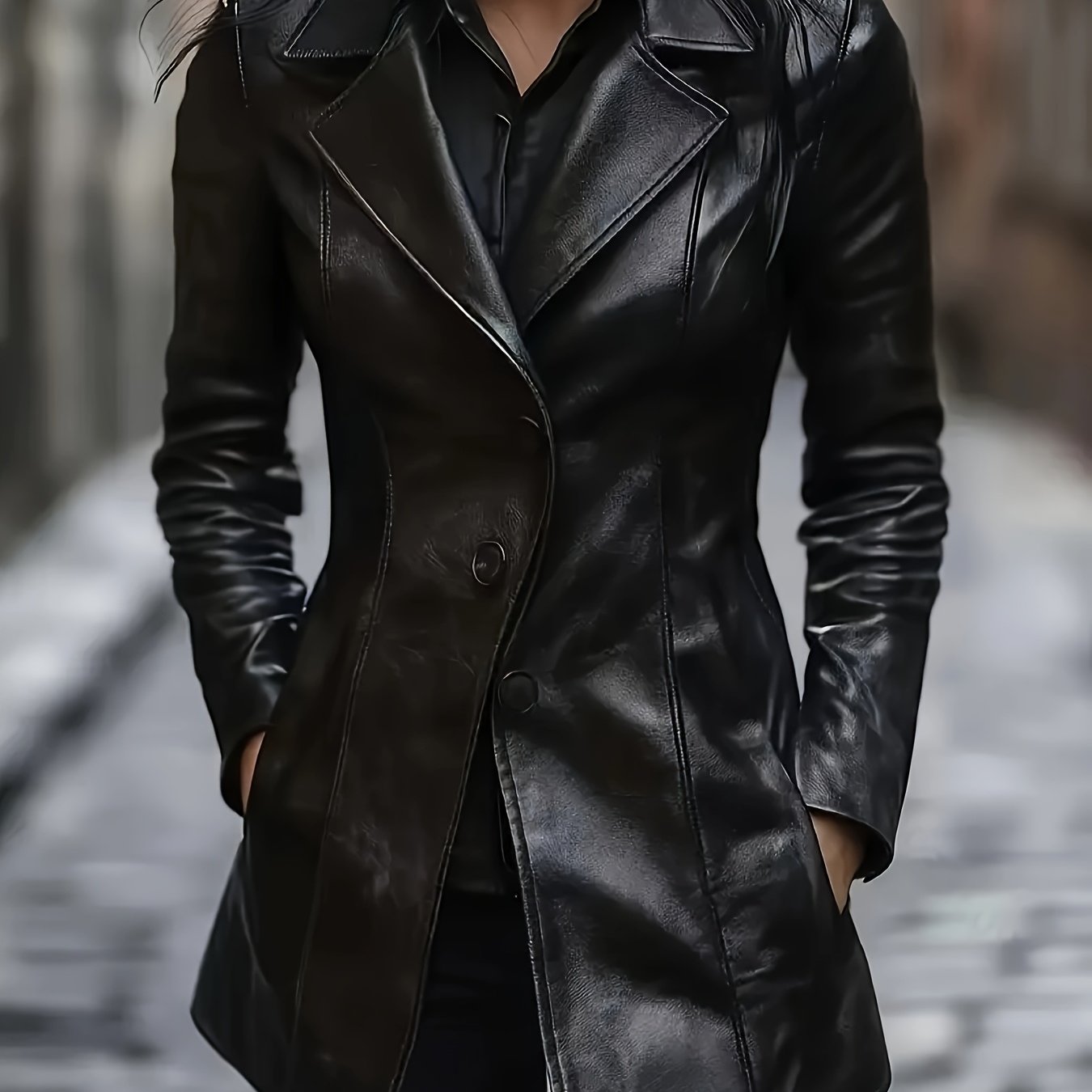 Black Tailored Coat, front view