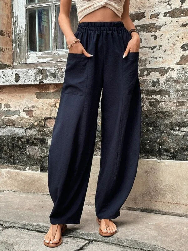 loose fit elastic-waist Pants