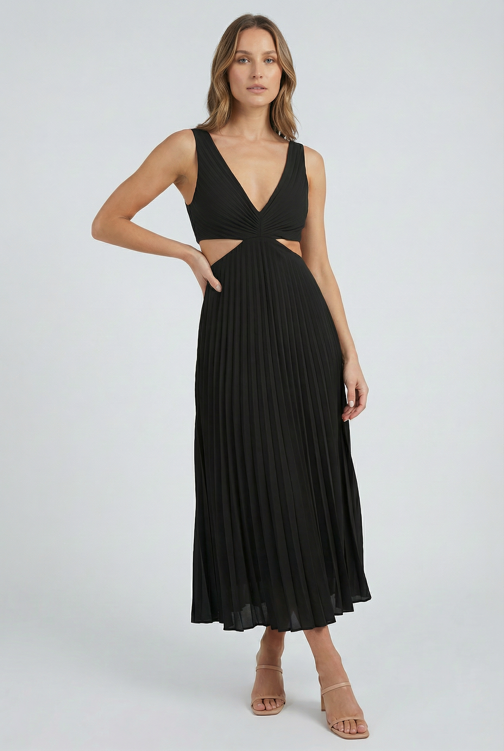 Women's Elegant Pleated Maxi Dress