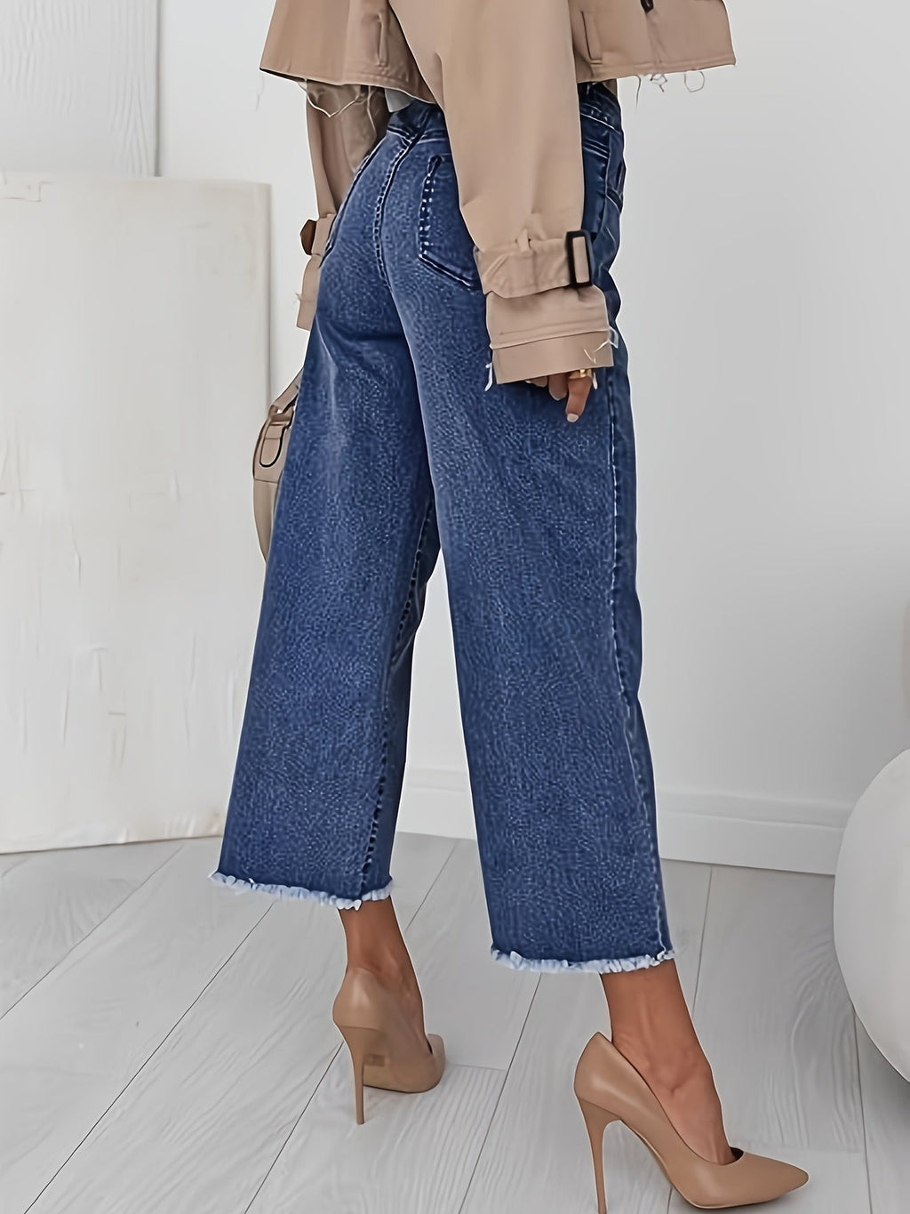 Royal Blue Tailored Cropped Straight-Leg Jeans
