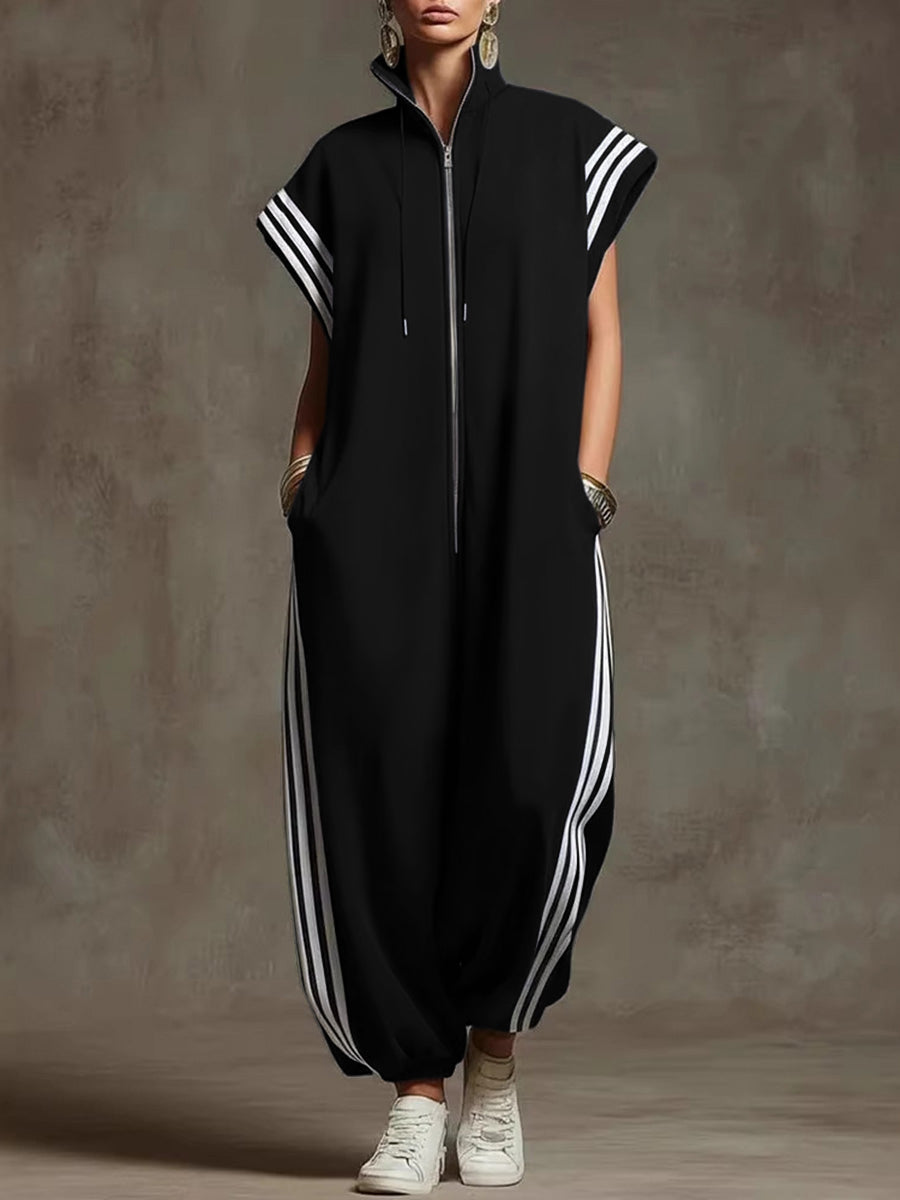 Striped Sleeveless Jumpsuit