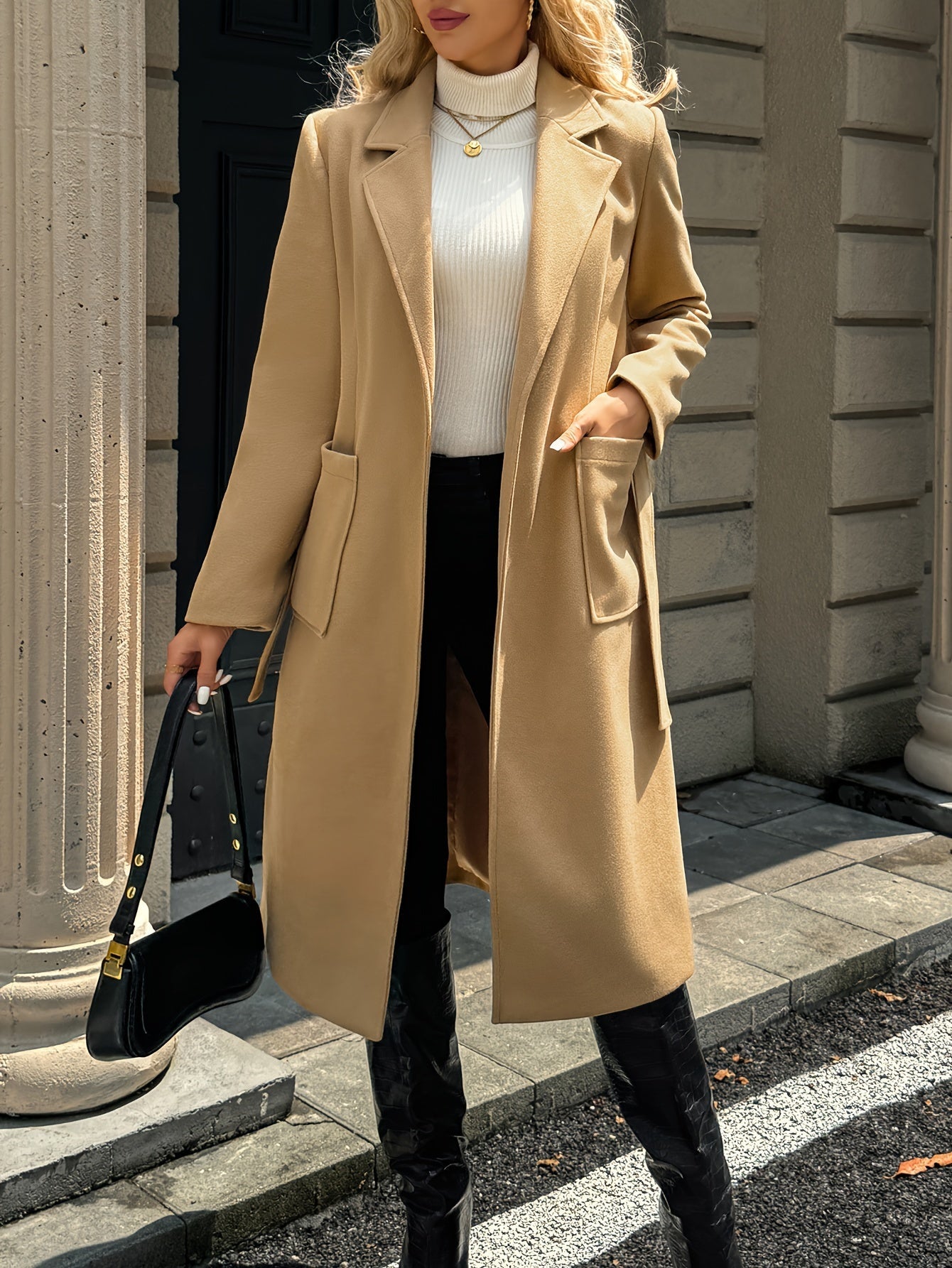 Camel Belted Long Coat