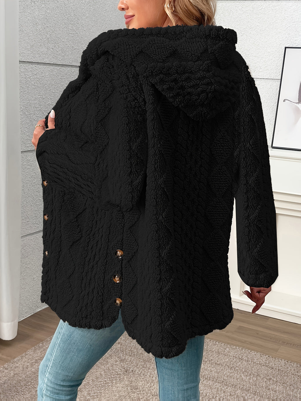 Black Textured Coat