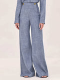 Blue high-waisted straight-leg Pants, front view