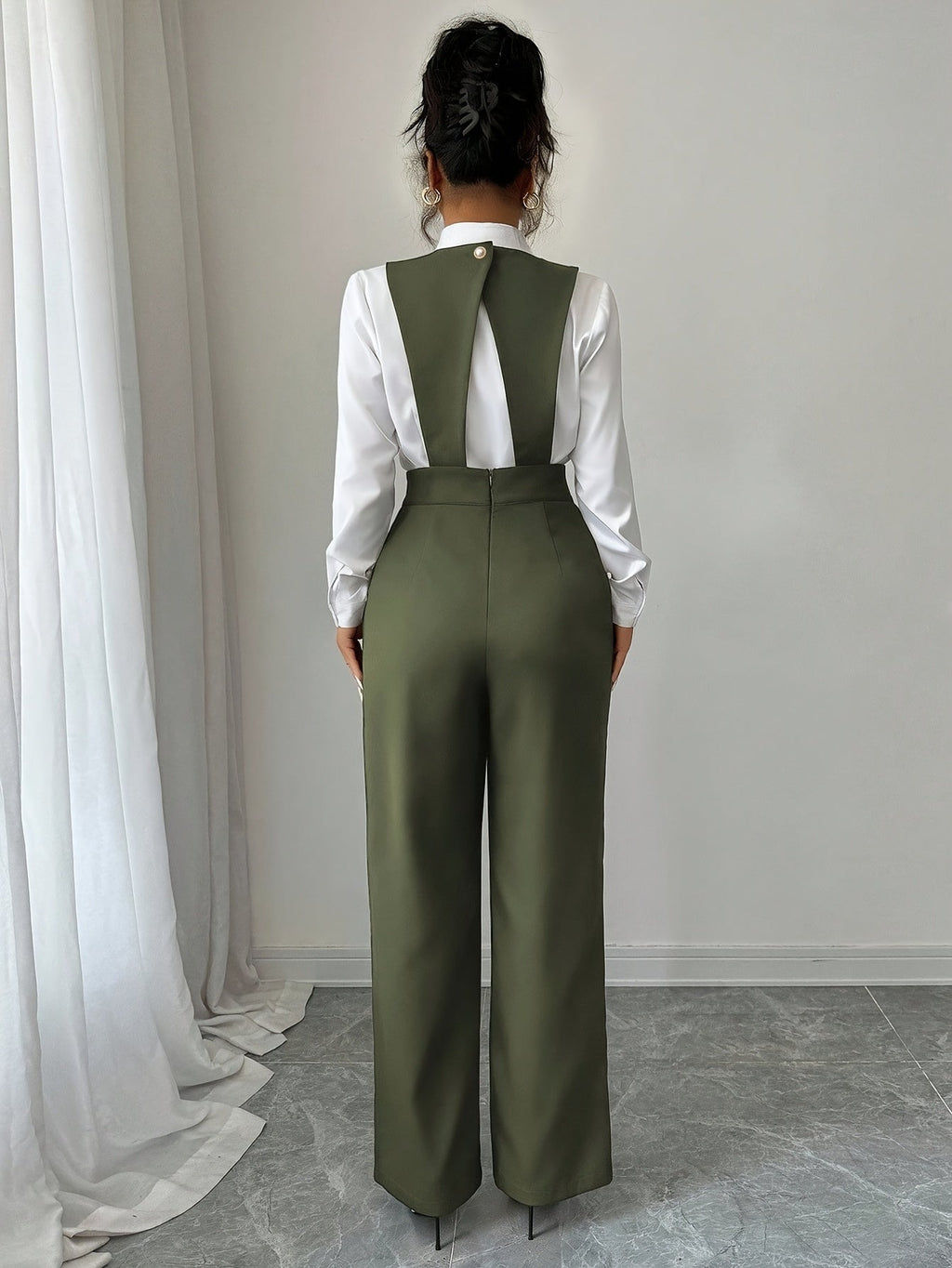 Burgundy Tailored Wide-Leg Jumpsuit