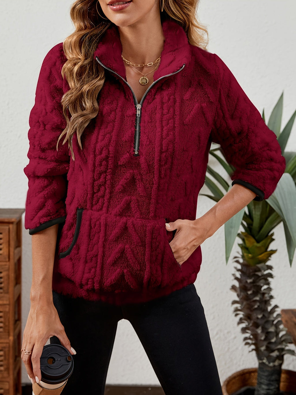 Burgundy Half-zip Sweater