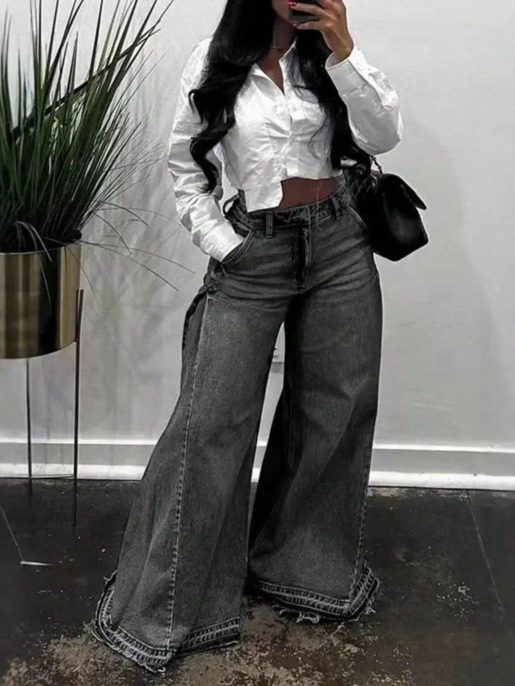 High-Waist Wide-Leg Flare Jeans
