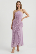Women's Asymmetric Pleated Maxi Dress