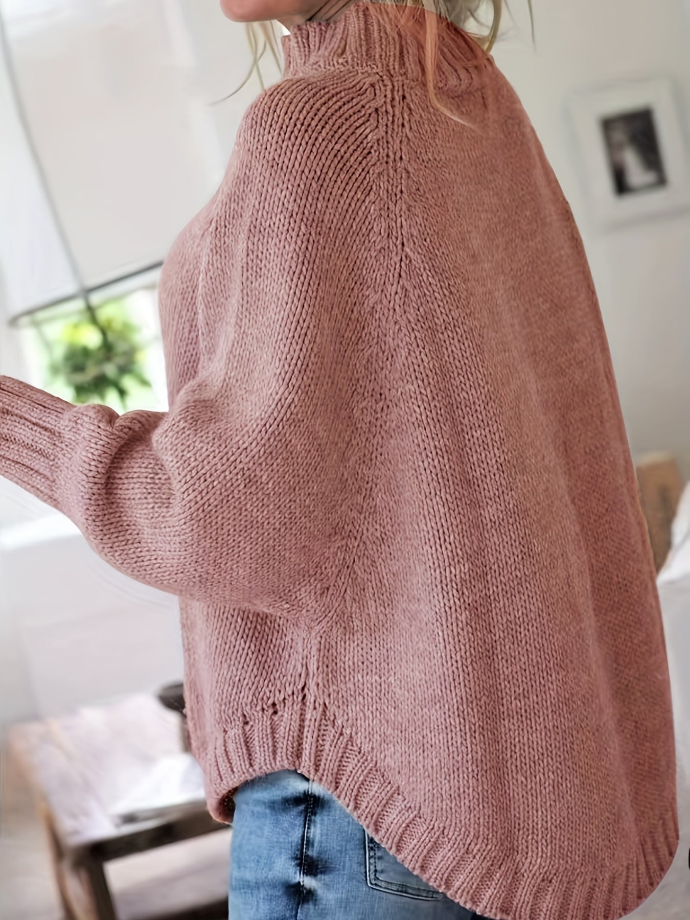 Dark Gray cable-knit high-neck sweater