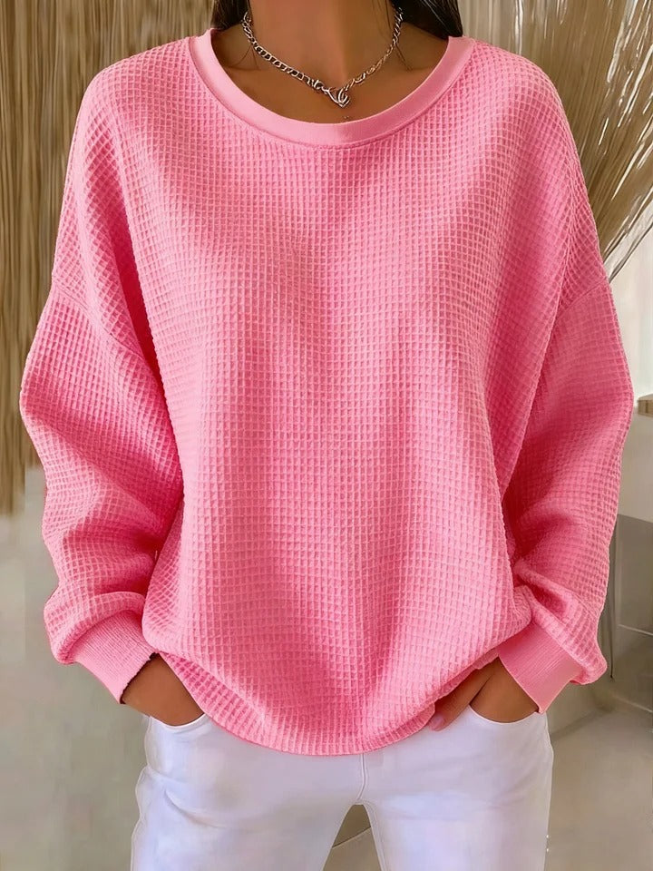 Pink Classic Knit Sweater, front view