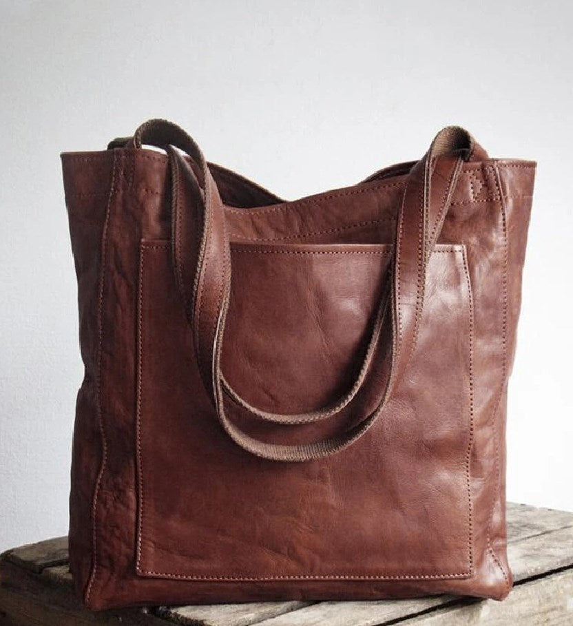 Brown Structured Handbag