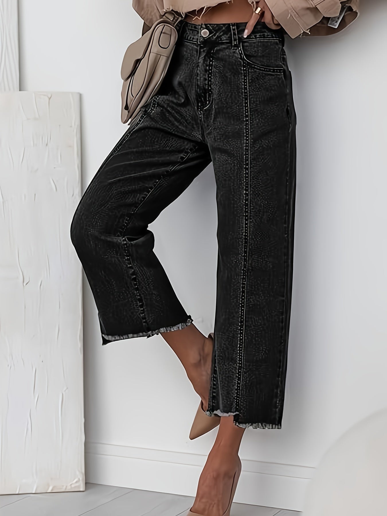 Royal Blue Tailored Cropped Straight-Leg Jeans