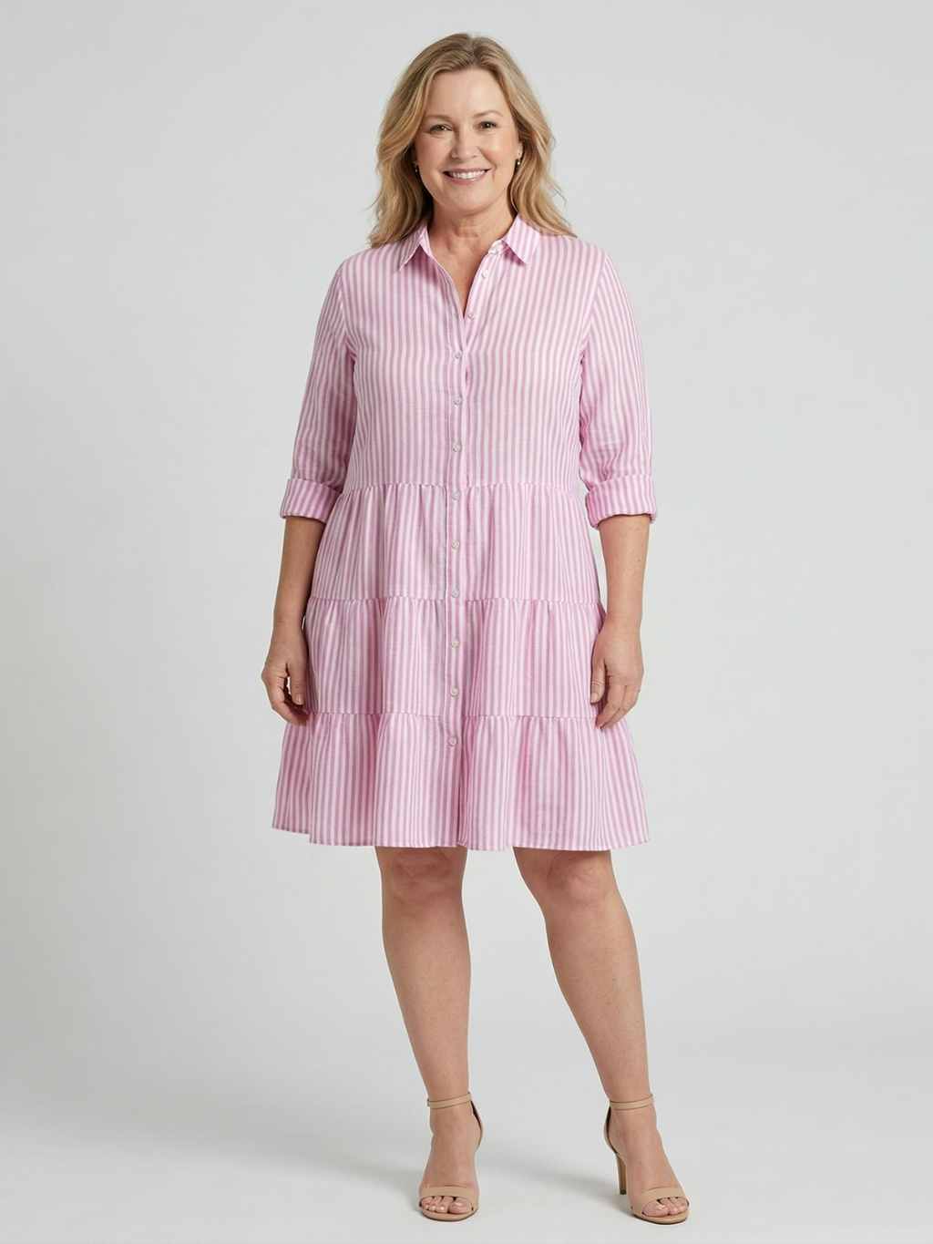 Violet Breezy Striped Midi Dress