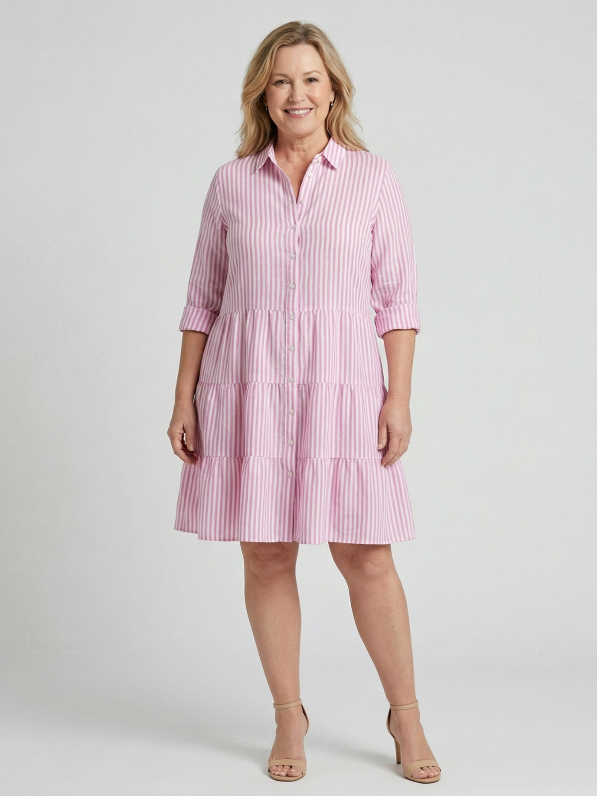 Violet Breezy Striped Midi Dress