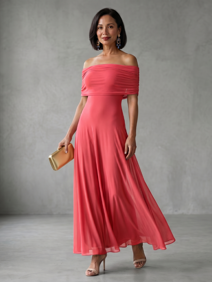 June - Off Shoulder Draped Midi Dress
