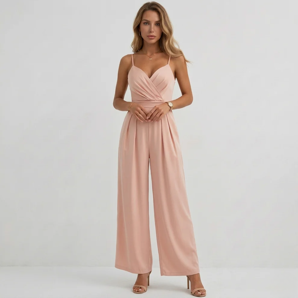 High Waist Wide Leg Pleated Jumpsuit Summer
