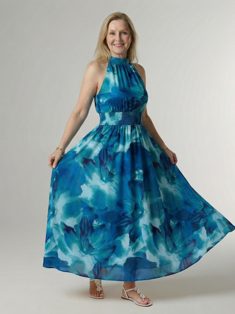 Sylin - Gathered Halter Midi Dress