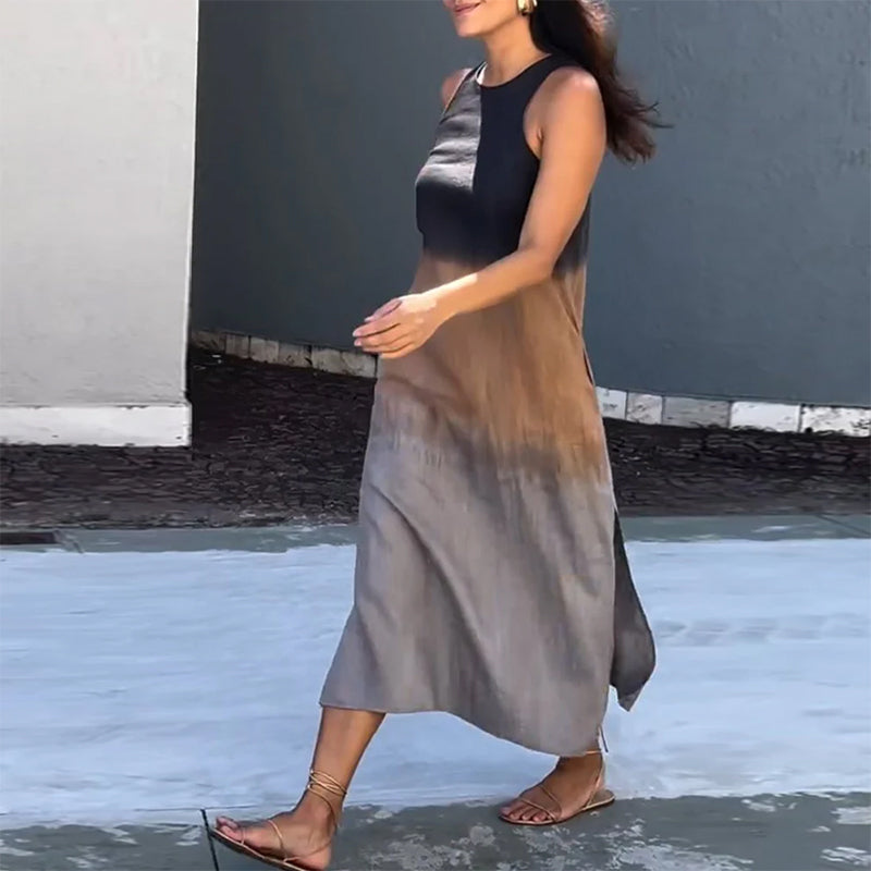 Sleeveless Gradient Round Neck Midi Dress