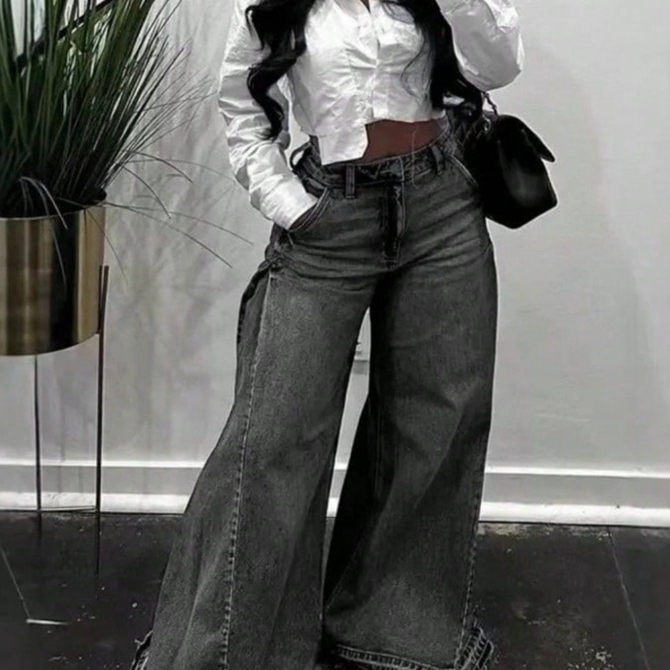 High-Waist Wide-Leg Flare Jeans