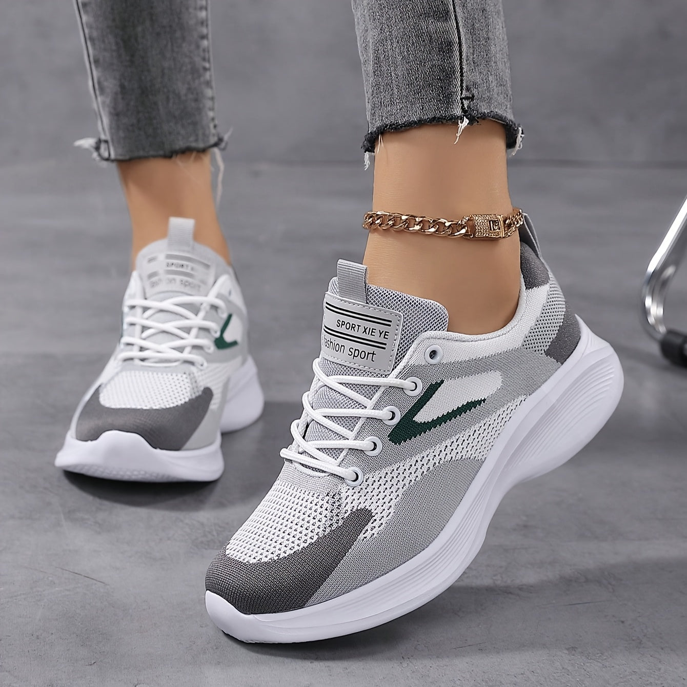 White and Gray lightweight everyday Sneakers