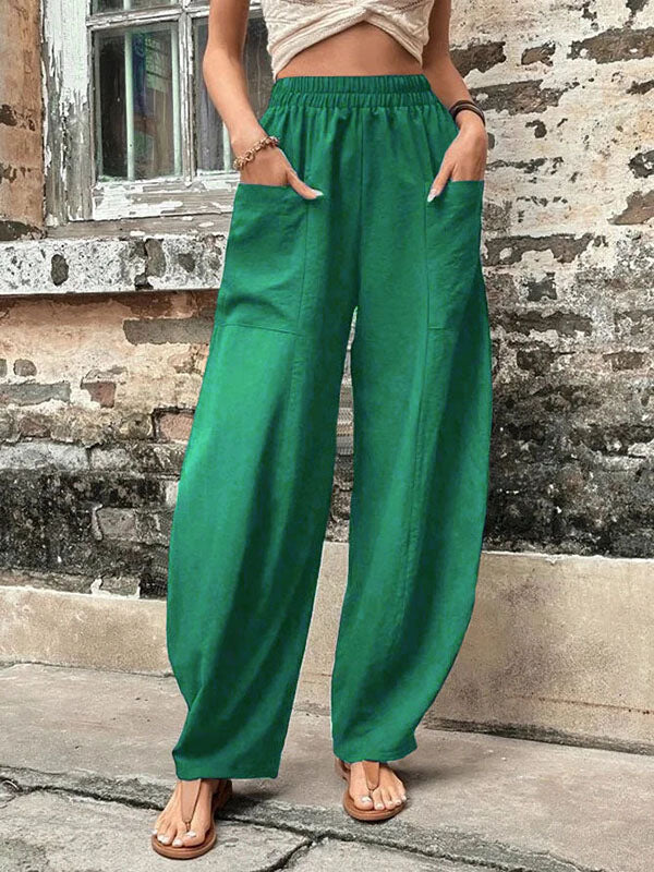 loose fit elastic-waist Pants