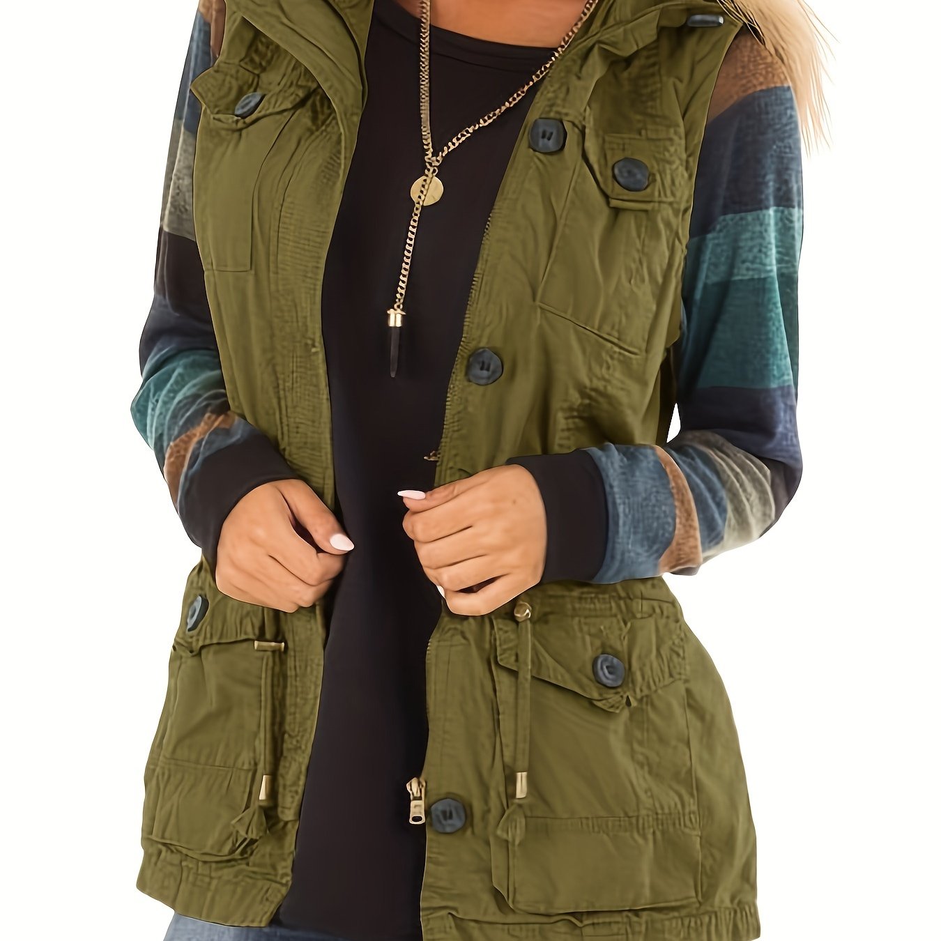 Khaki Sleeveless Vest Jacket