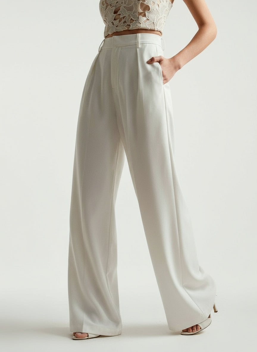 High Waist Wide Leg Tailored Pants Summer