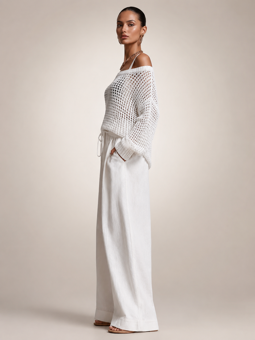 Off-shoulder knit co-ord set