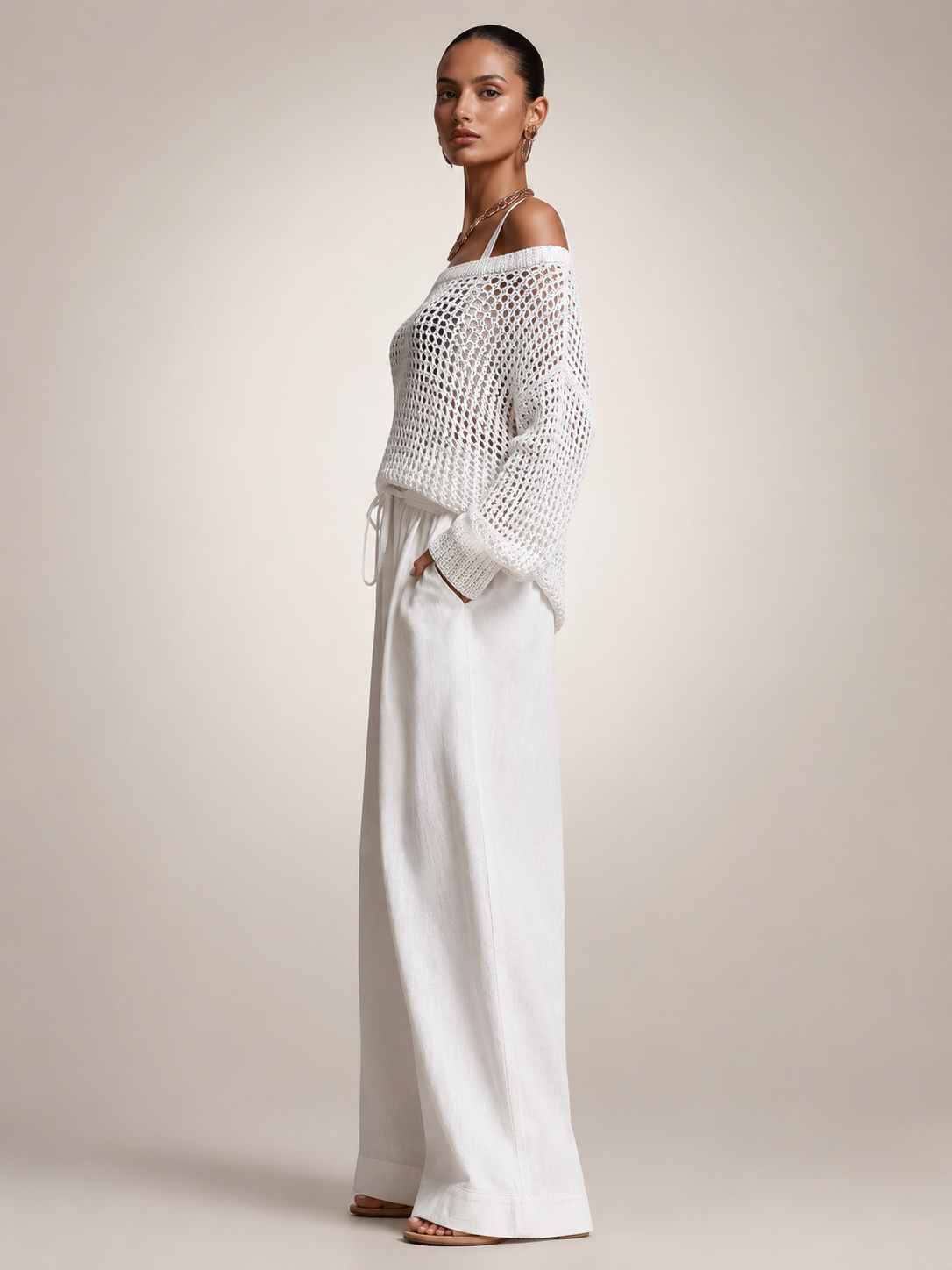 Off-shoulder knit co-ord set