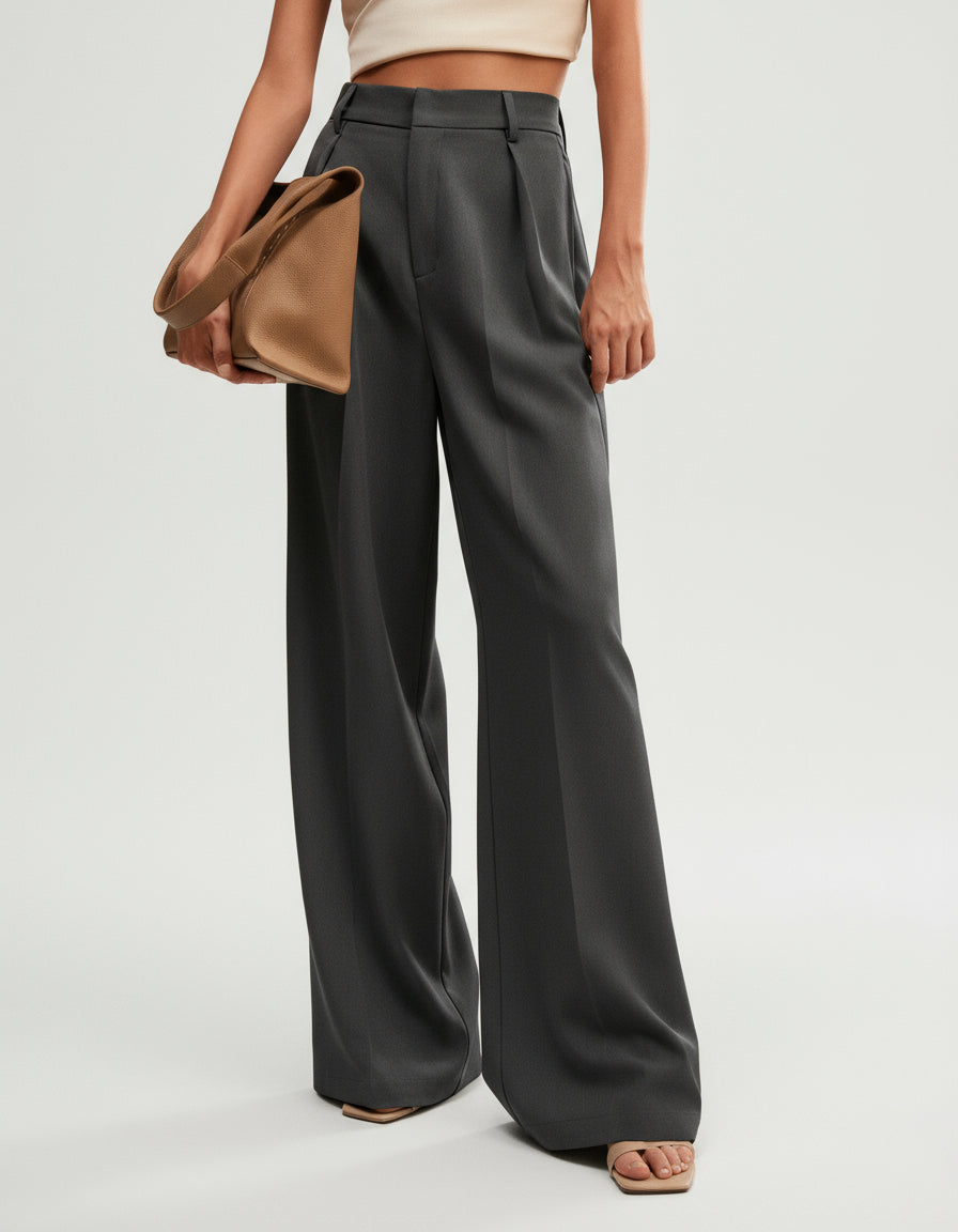 High Waist Wide Leg Tailored Pants Summer