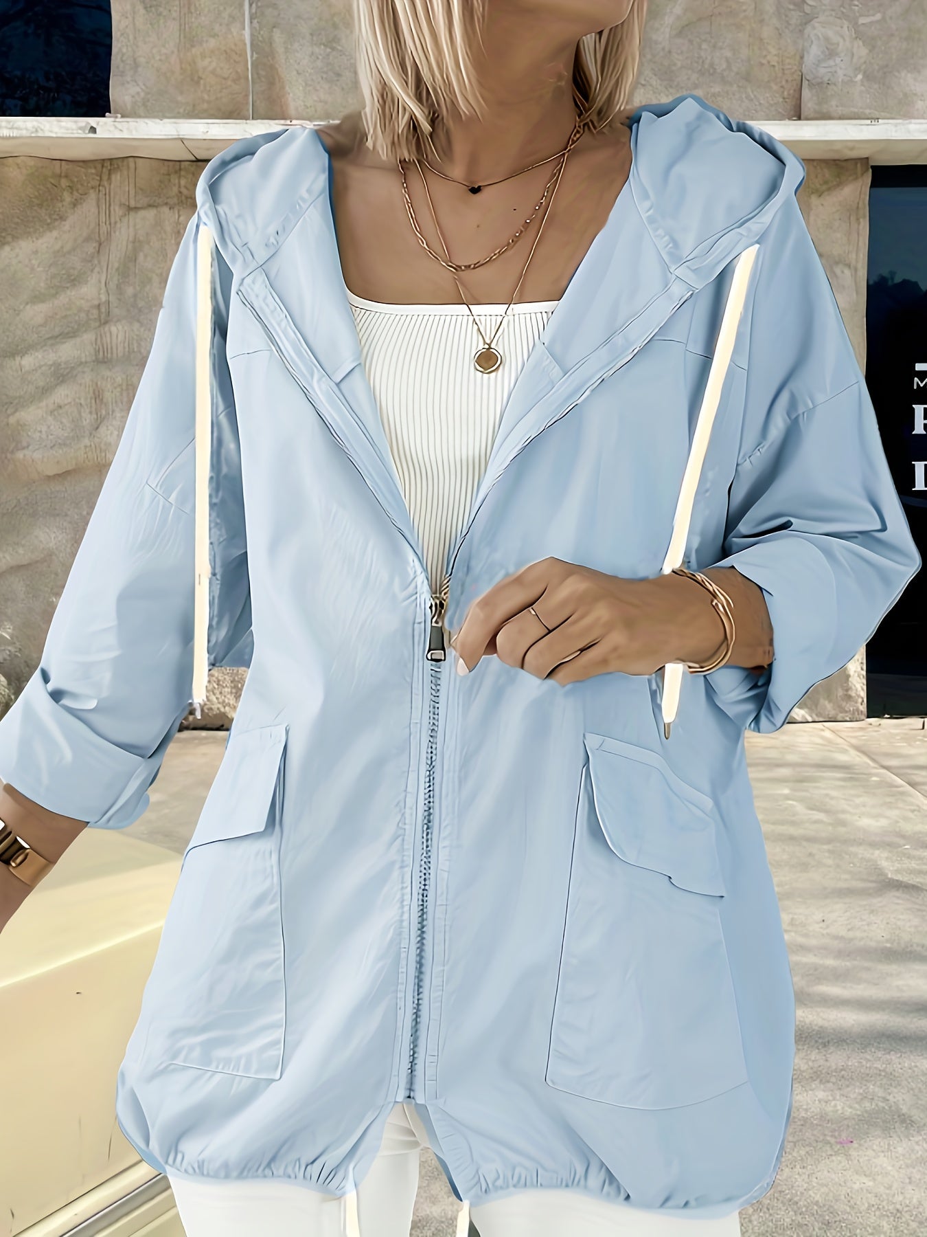 Beige Hooded Jacket