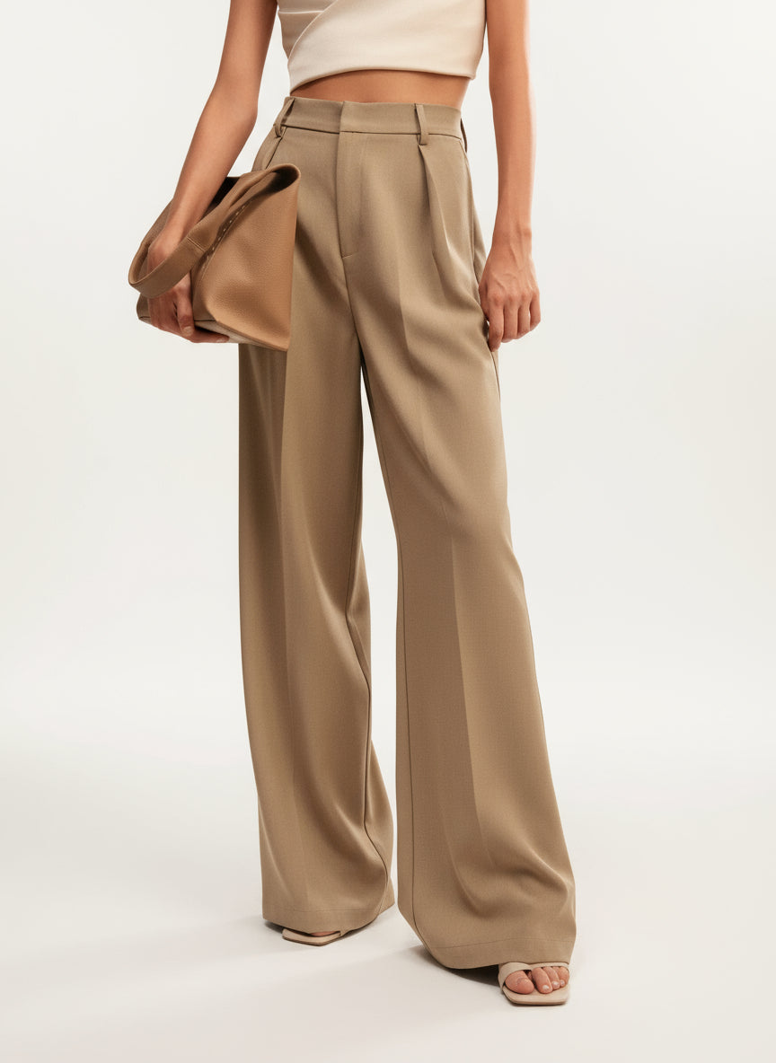 High Waist Wide Leg Tailored Pants Summer
