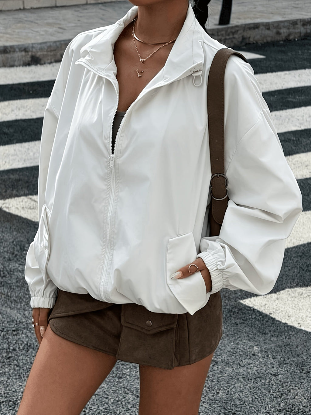 White Windbreaker Jacket