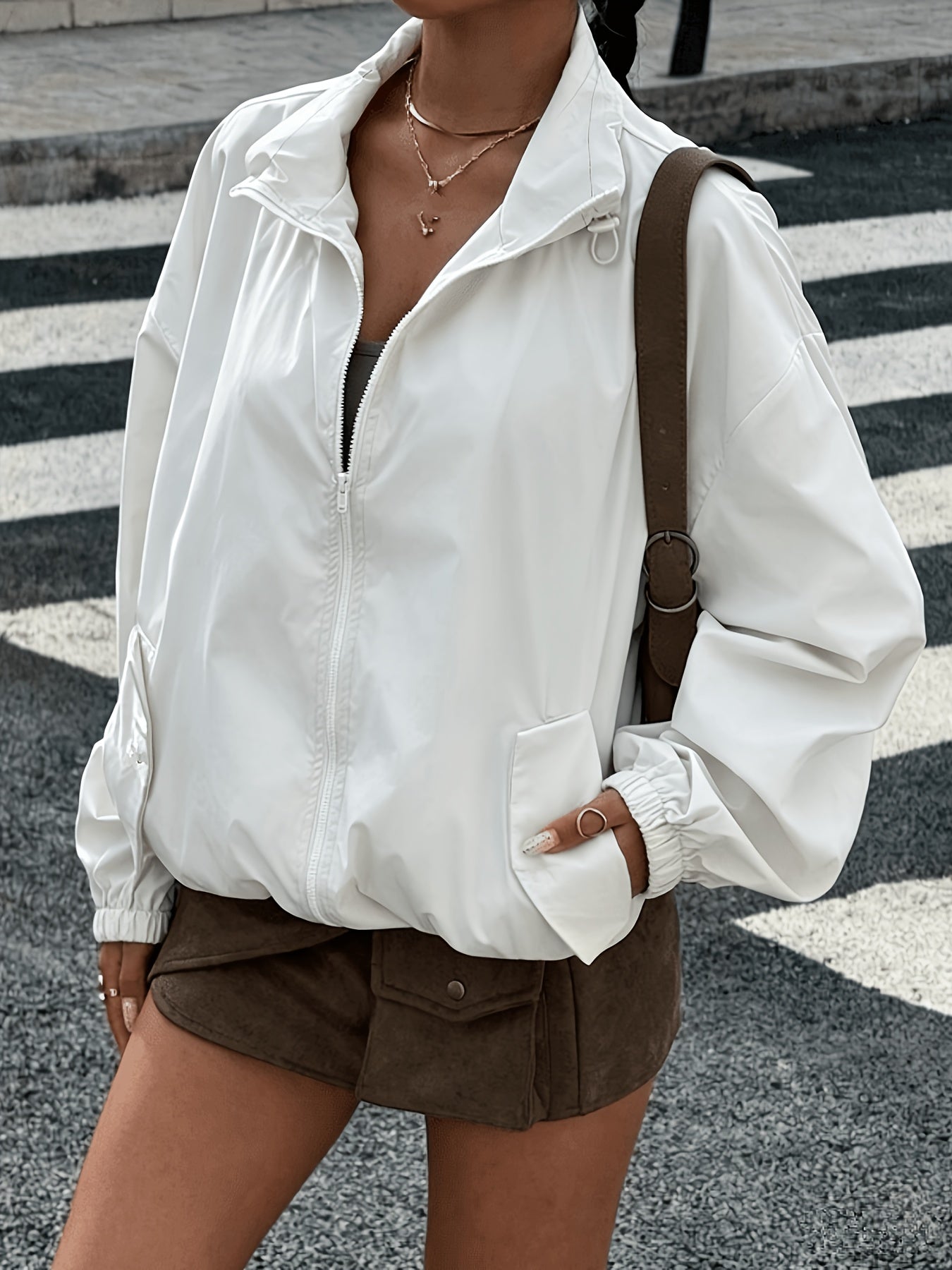 White Windbreaker Jacket