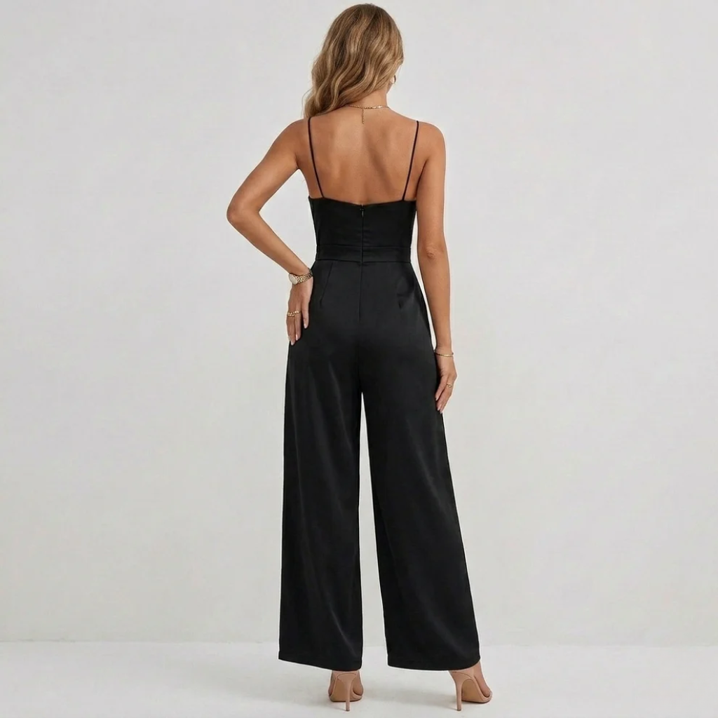 High Waist Wide Leg Pleated Jumpsuit Summer