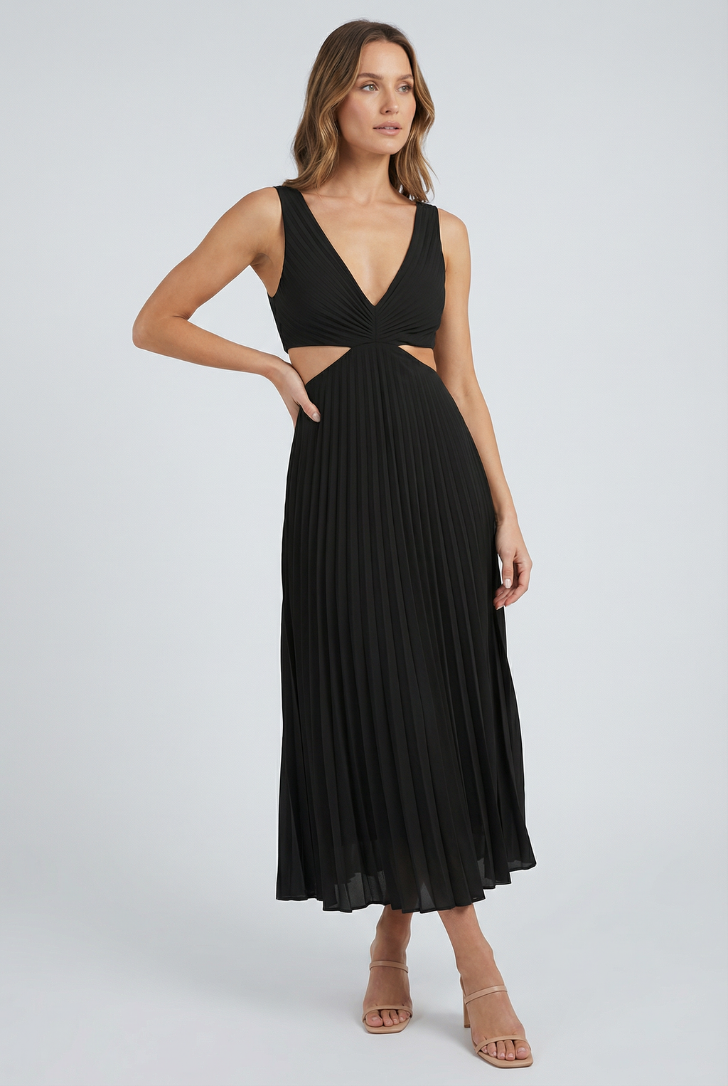 Women's Elegant Pleated Maxi Dress