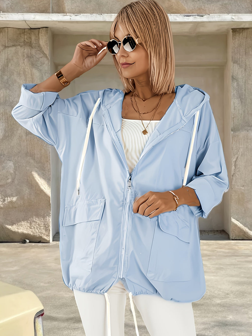 Light Blue Hooded Jacket, detail view