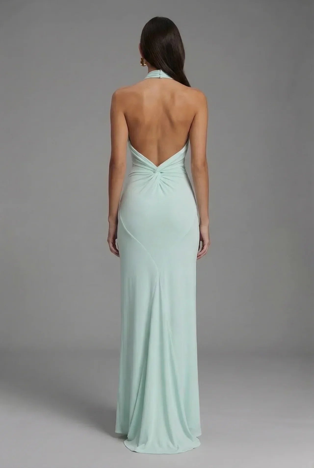 Women’s Elegant Satin Halter Open Back Maxi Dress