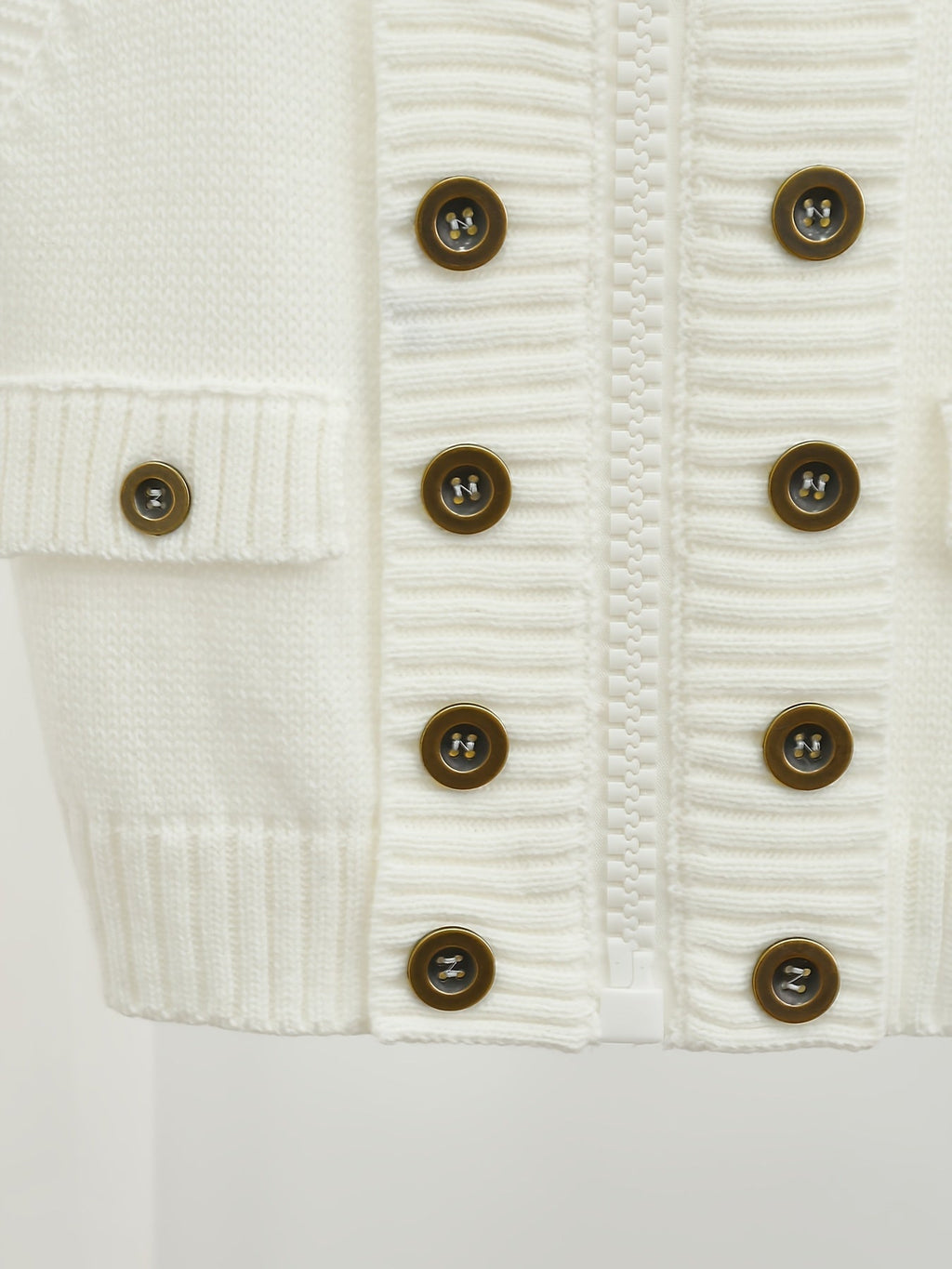 Milky high-collar zip vest